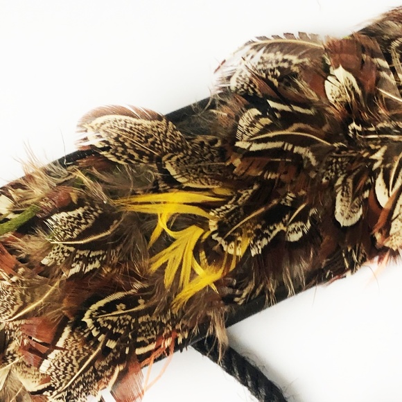 Yves Saint Laurent Belt Russian Tie Wrap with Feathers Rare 70s YSL Rive Gauche - Picture 10 of 12